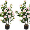Lucktree 38" Artificial Camellia Tree Flower Plants Artificial Tree