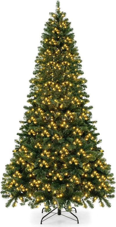 Lucktree Pre-Lit Artificial Christmas Tree, Hinged Xmas Tree with 821 Branch Tips