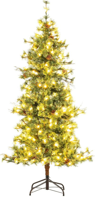Lucktree Cashmere Christmas Tree with Pine Needles LED Lights with Bulb Cover