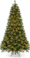 Lucktree Pre-Lit Artificial Christmas Tree, Hinged Xmas Tree with 821 Branch Tips