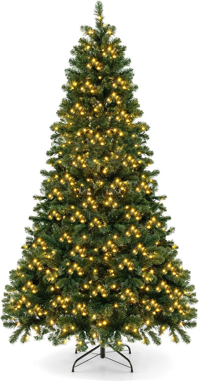Lucktree Pre-Lit Artificial Christmas Tree, Hinged Xmas Tree with 821 Branch Tips