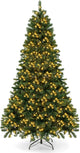 Lucktree Pre-Lit Artificial Christmas Tree, Hinged Xmas Tree with 821 Branch Tips