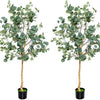 Lucktree 5.5ft Artificial Eucalyptus Tree, Tall Faux Eucalyptus Stems Fake Plants in Pot with 517 Silver Dollar Leaves