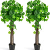 Lucktree 44’’ Artificial Crabapple Tree, Tall Fake Plant in Pot with Real Wood Trunk