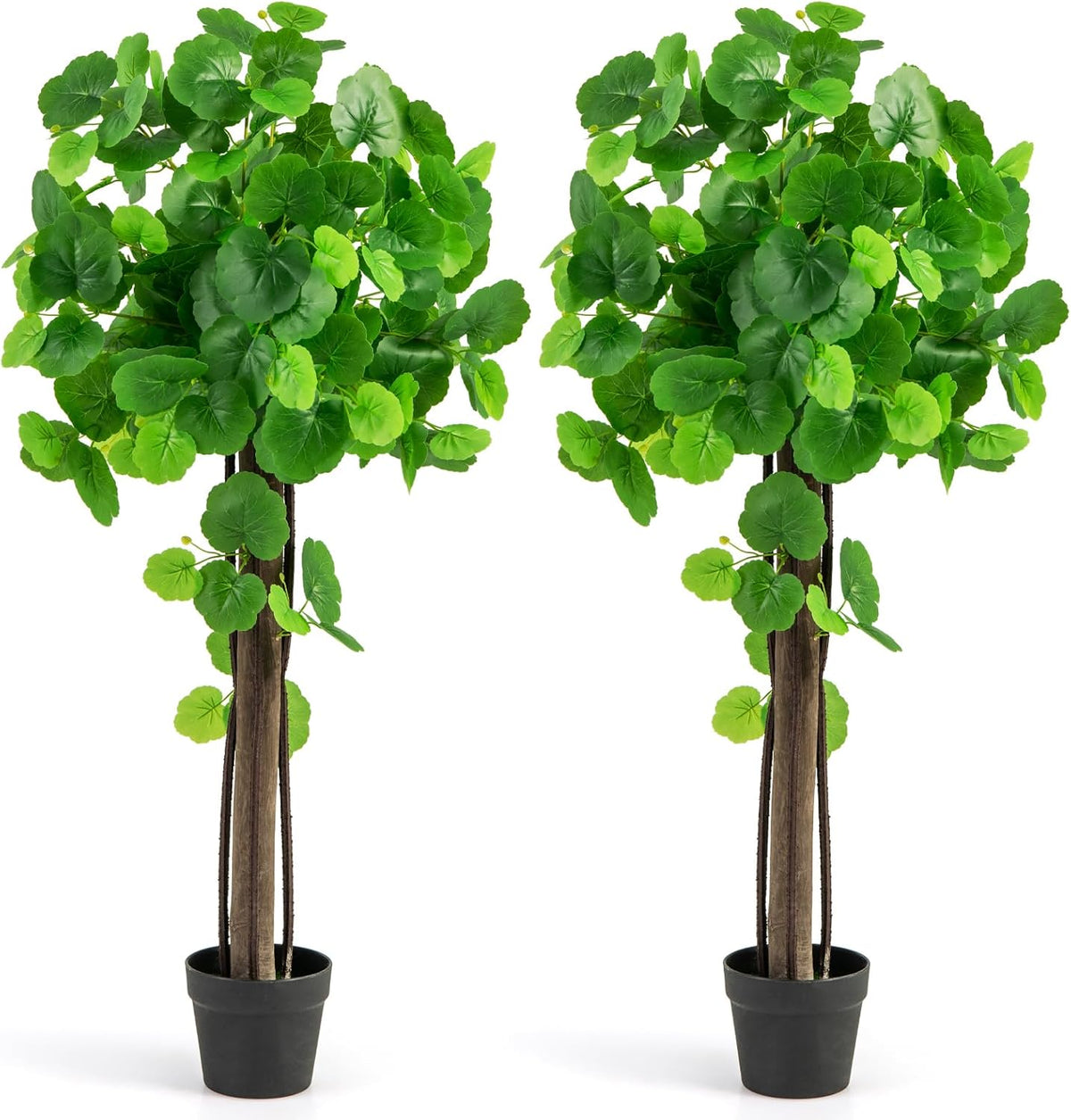 Lucktree 44’’ Artificial Crabapple Tree, Tall Fake Plant in Pot with Real Wood Trunk