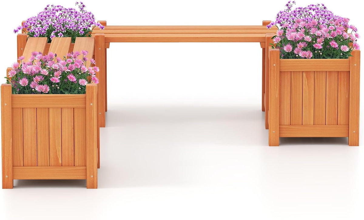 Lucktree Outdoor Bench with Raised Garden Beds (42"x11"x11.5")