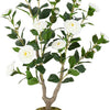 Lucktree 36’’ Artificial Camellia Tree Faux Floral Plant Blooming Tree in Nursery Pot