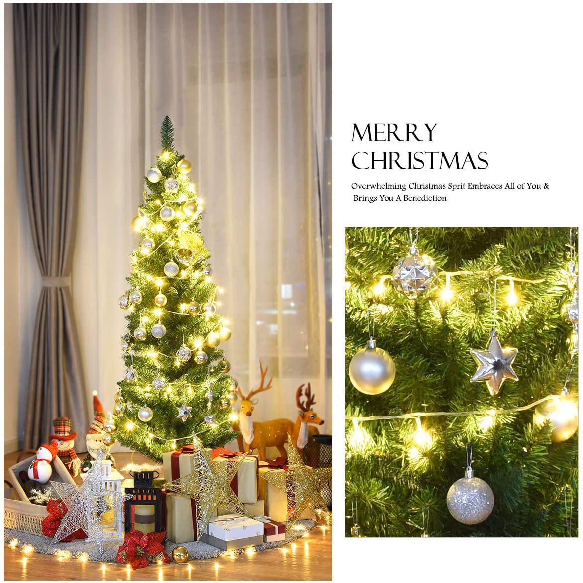 Pencil Christmas Tree, Artificial Slim Skinny Tree - LucktreeUS