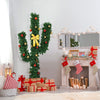 Pre-Lit Artificial Cactus Christmas Tree with LED Lights and Ball Ornaments -  Lucktree