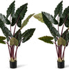 Lucktree 63" Tall Fake Pre-Potted Plant w/ 11 Faux Leaves & Bendable Stems