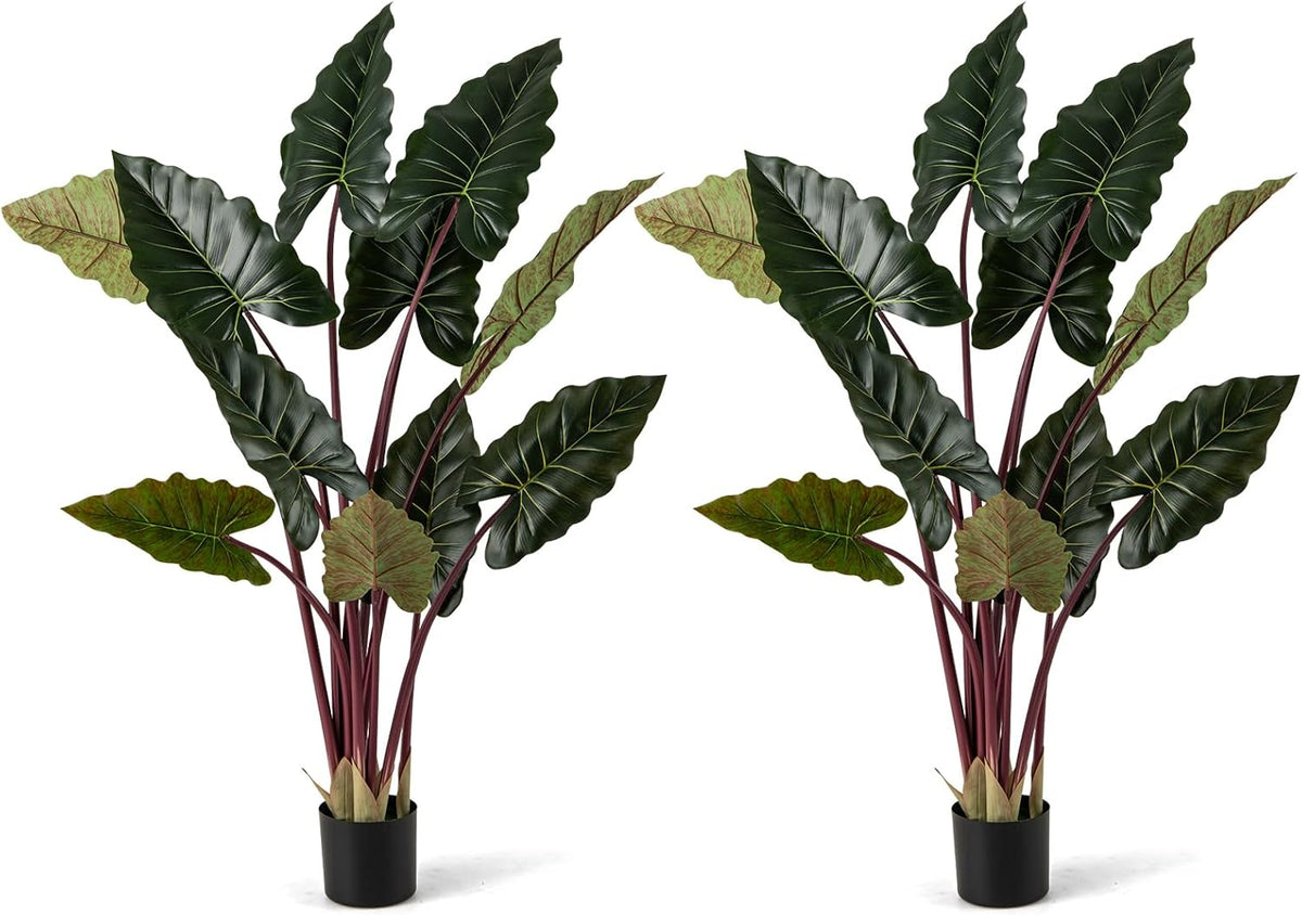 Lucktree 63" Tall Fake Pre-Potted Plant w/ 11 Faux Leaves & Bendable Stems