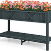 Lucktree HIPS Raised Garden Bed, Elevated Planter Box w/Legs, Storage Shelf, Drain Holes