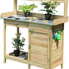 Potting Bench Table for Outside Natural Wood Garden Plant Lawn Patio Table