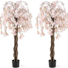 Lucktree 5.5FT Artificial Cherry Blossom Tree Faux Floral Plant Blooming Tree in Nursery Pot
