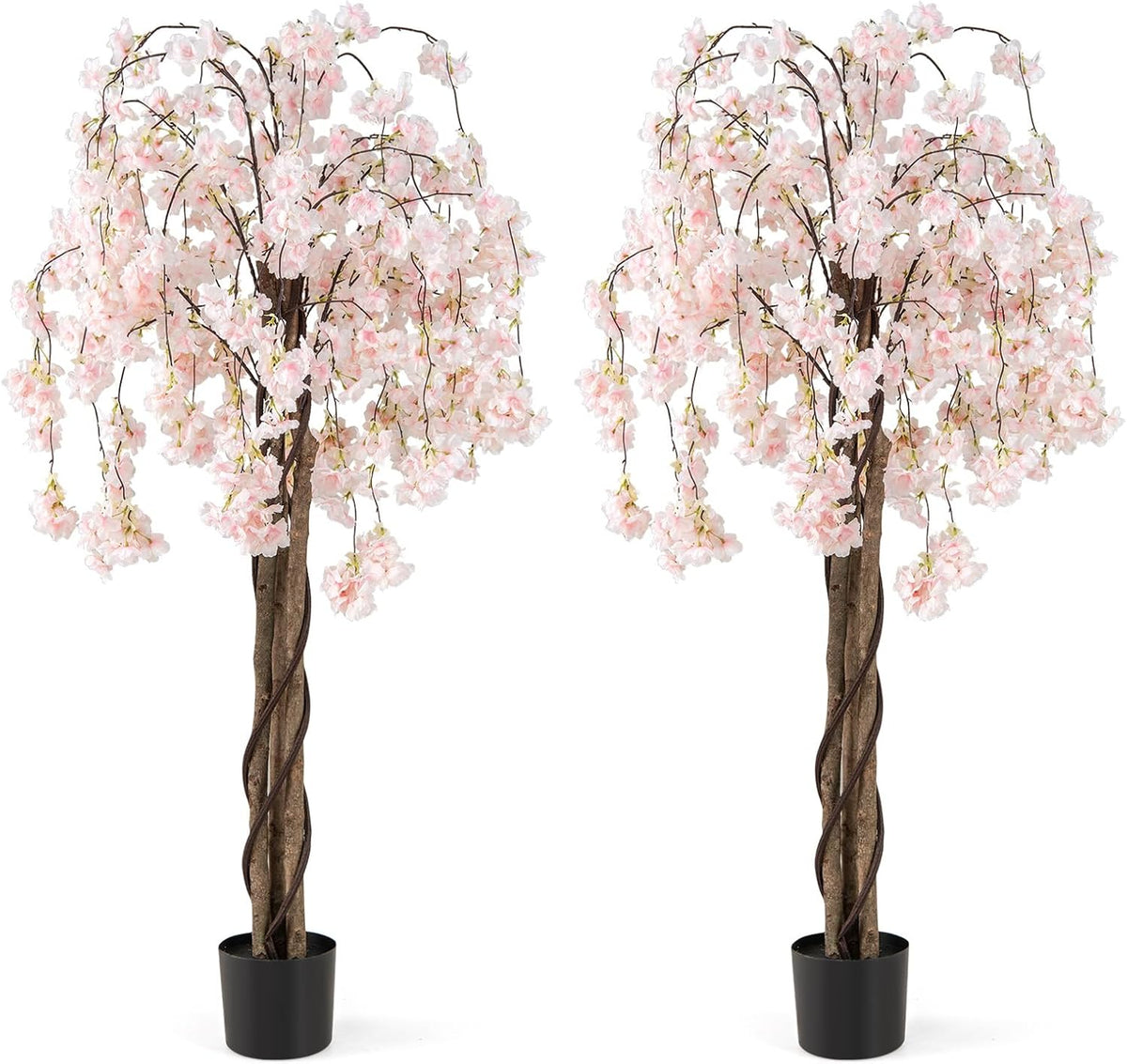 Lucktree 5.5FT Artificial Cherry Blossom Tree Faux Floral Plant Blooming Tree in Nursery Pot