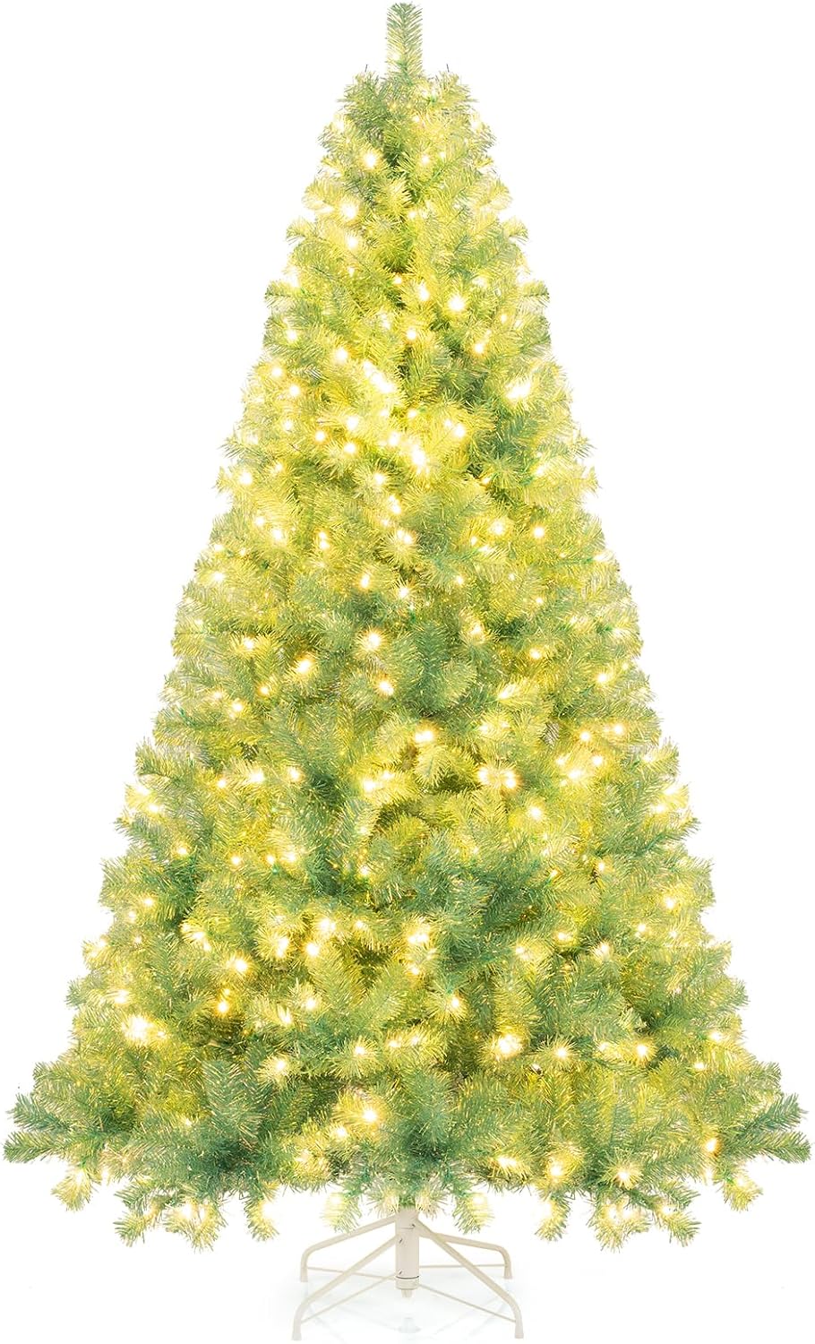 Lucktree 6FT / 7.5FT Pre-Lit Tinsel Christmas Tree with Warm White LED Lights