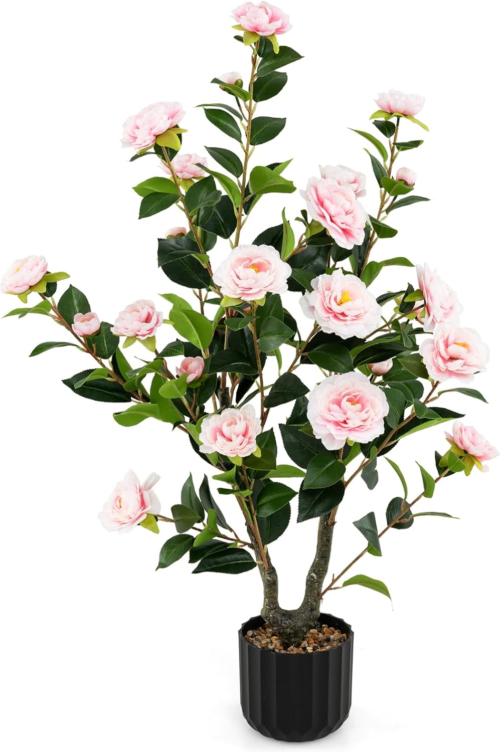 Lucktree 38" Artificial Camellia Tree Flower Plants Artificial Tree