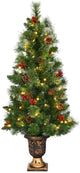 5 FT Christmas Tree Pre-Lit Tabletop Artificial Entrance Tree with 100 Led Lights - LucktreeUS