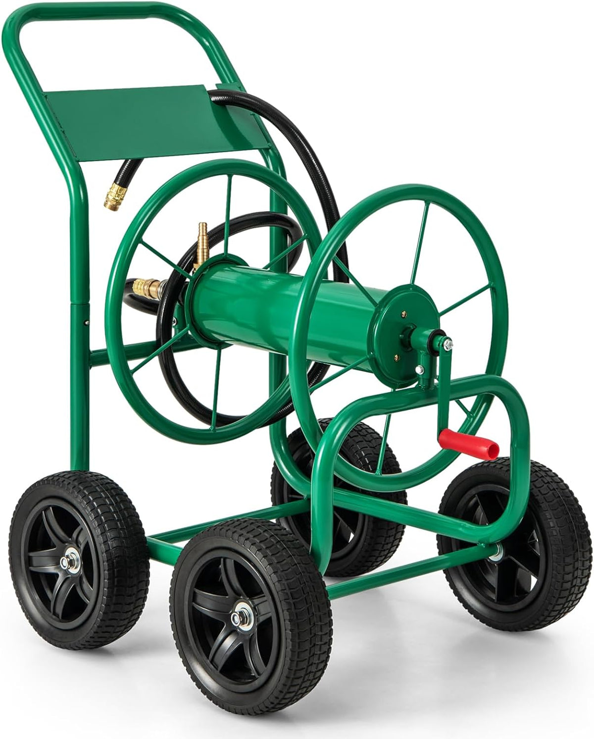 Lucktree Garden Hose Reel Cart - Water Hose Cart with 4 Wheels & Non-slip Grip