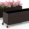 Lucktree 38”x12”x14" Wicker Raised Garden Bed with Wheels