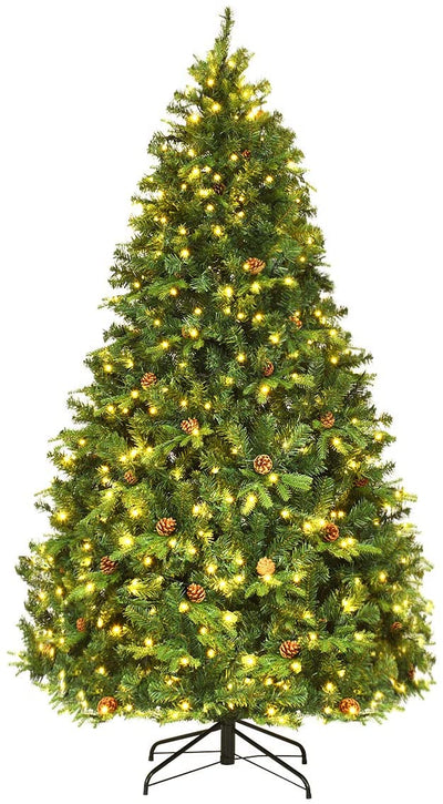 7ft Pre-Lit Artificial Christmas Tree, Premium Spruce Hinged Tree with 460 LED Lights - LucktreeUS