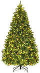 7ft Pre-Lit Artificial Christmas Tree, Premium Spruce Hinged Tree with 460 LED Lights - LucktreeUS