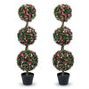 Lucktree 43.5" Faux Potted Floral Plant Artificial Triple Ball Rose Topiary Tree ( 1/2 pack )