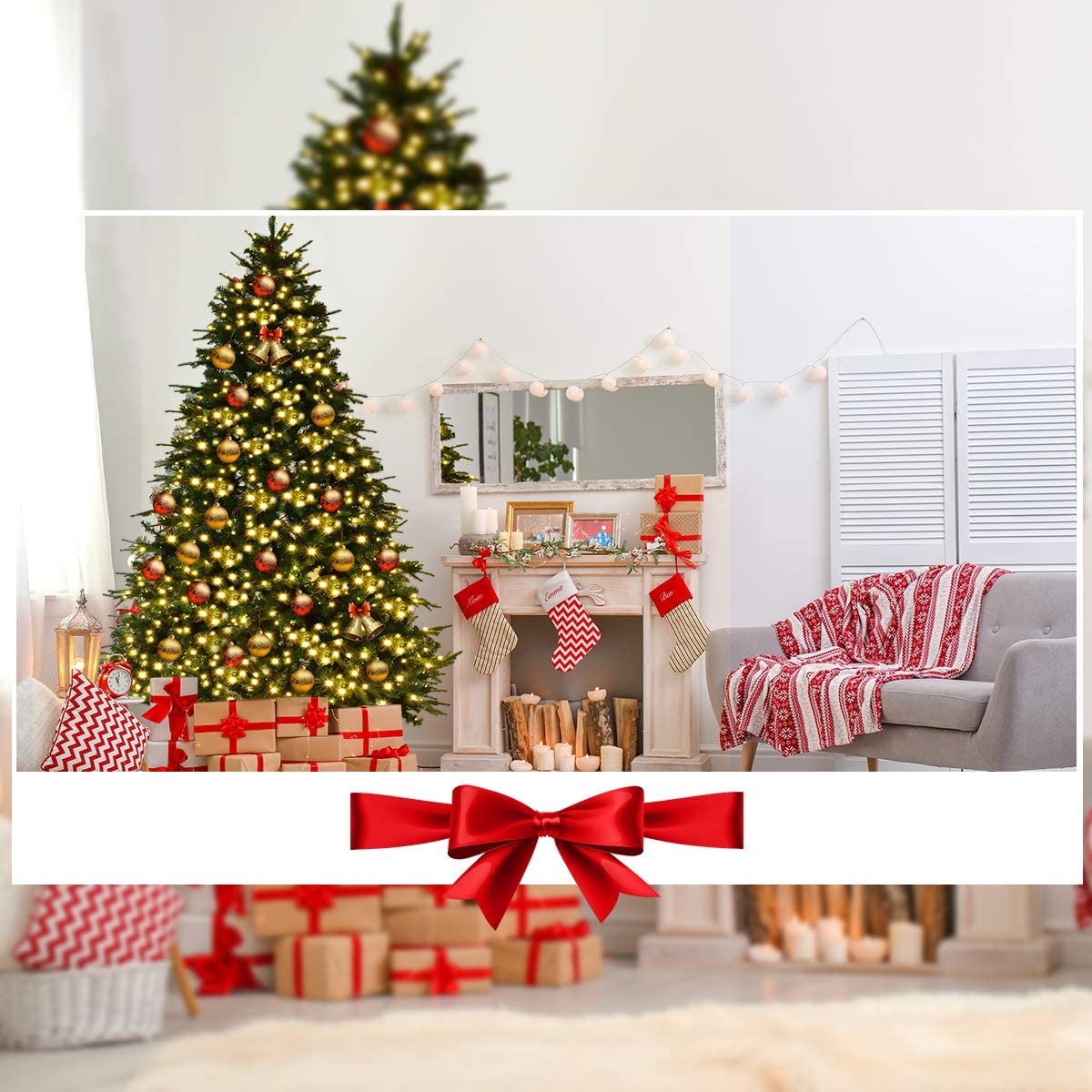 7.5FT Artificial Christmas Tree Pre-Lit Spruce Hinged Tree - LucktreeUS