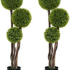 Lucktree 4ft Artificial Boxwood Topiary Ball Tree, Faux Potted Plants Cypress Tree in Weighted Pot with Triple Ball