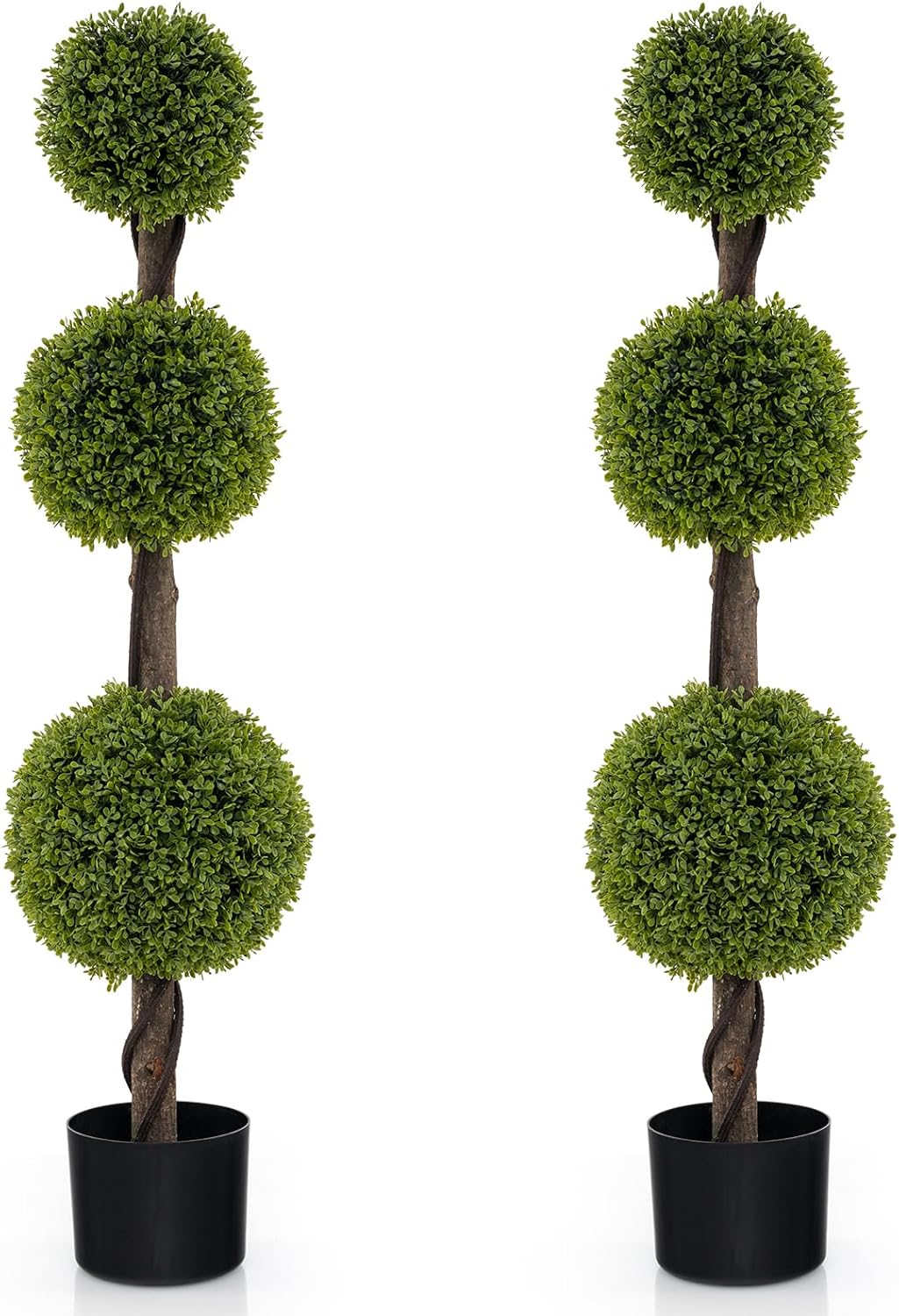 Lucktree 4ft Artificial Boxwood Topiary Ball Tree, Faux Potted Plants Cypress Tree with Weighted Pot
