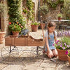 Vintage Wooden Planting Cart, Farmhouse Style Mobile Planter with Adjustable Pull Handle and 4 Wheels