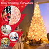 7.5 FT Pre-Lit Artificial Christmas Tree with Snow Flocked Pink Leaves