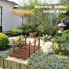 Arched Outdoor Footbridge, 5 FT Fir Wood Garden Crossing with Dual Safety Side Rails