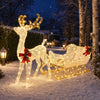 Pre-lit Artificial Christmas Decoration, Lighted Christmas Reindeer and Sleigh with LED Lights