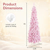7 FT Slim Pencil Christmas Tree, Hinged Xmas Tree with Flocked Design, 800 PVC Branch Tips