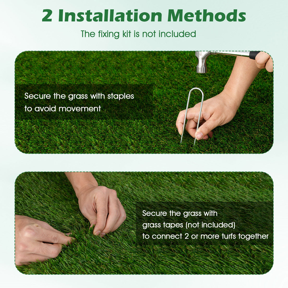 6x10 FT Artificial Grass Turf Rug, Thick Fake Lawn with Drainage Holes
