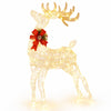 Lighted Standing Reindeer Christmas Decoration, Pre-Lit 120 LED Lights Artificial Christmas Décor with Ground Stakes and Zip Ties