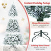 7/6/8 FT Snow-Flocked Artificial Christmas Tree, Pre-lit Xmas Tree