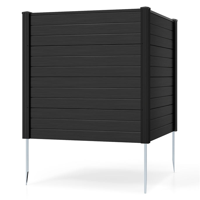 PP Privacy Fence Screen 123cm x 123cm, 2/4 Panels, No-Dig Air Conditioner Trash Can Pool Equipment Enclosure with Galvanized Ground Stakes