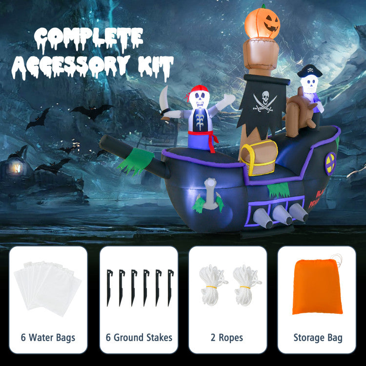 Lucktree 7 FT Halloween Inflatable Skeletons Ghosts On Pirate Ship