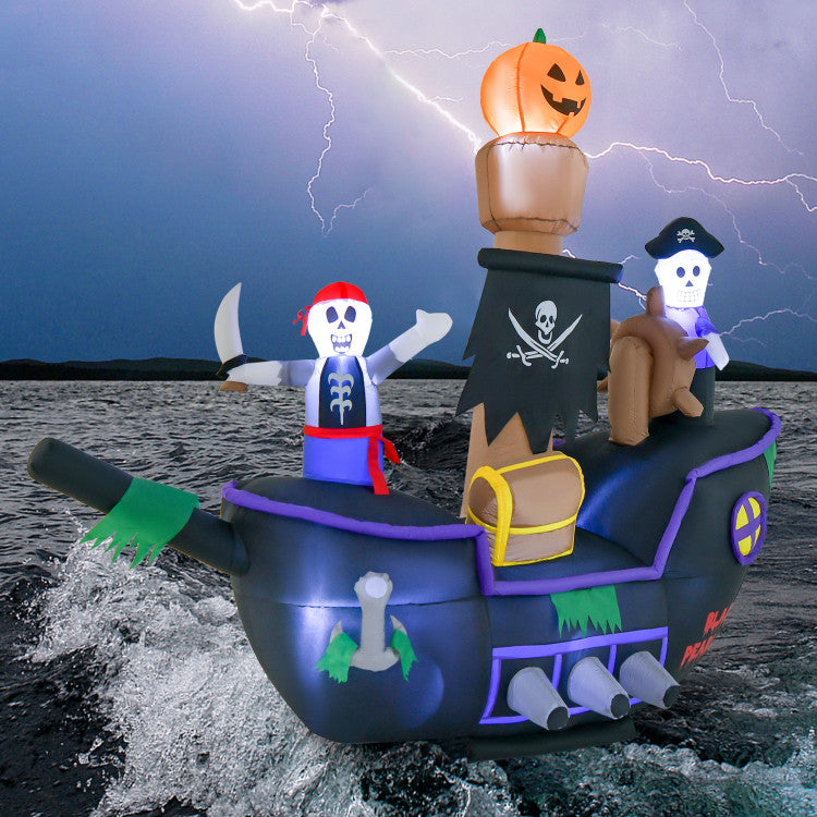 Lucktree 7 FT Halloween Inflatable Skeletons Ghosts On Pirate Ship