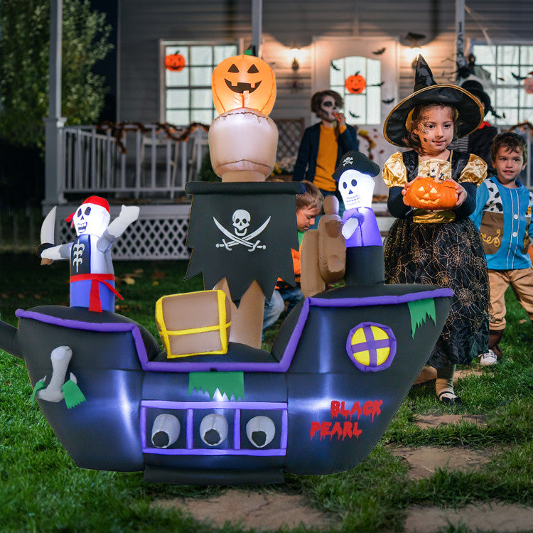 Lucktree 7 FT Halloween Inflatable Skeletons Ghosts On Pirate Ship