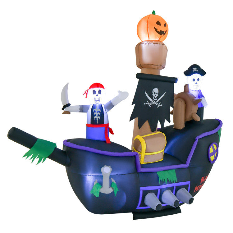 Lucktree 7 FT Halloween Inflatable Skeletons Ghosts On Pirate Ship