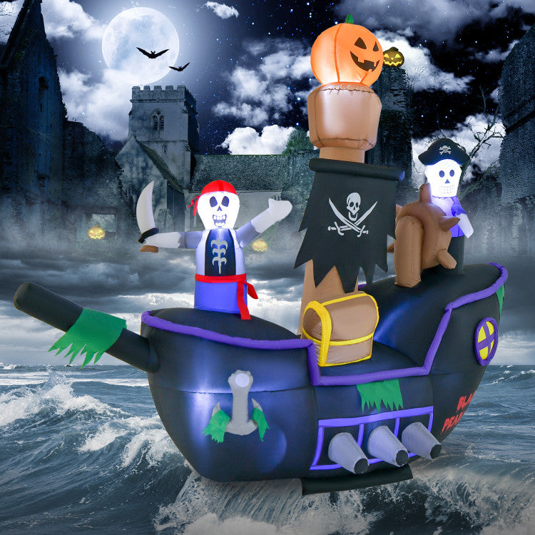 Lucktree 7 FT Halloween Inflatable Skeletons Ghosts On Pirate Ship