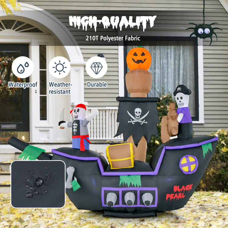 Lucktree 7 FT Halloween Inflatable Skeletons Ghosts On Pirate Ship