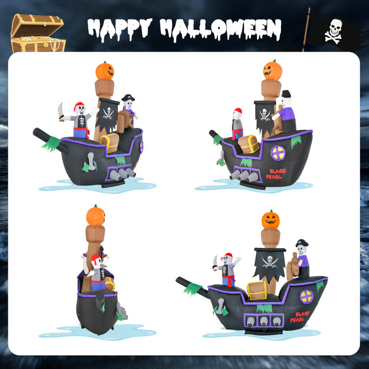 Lucktree 7 FT Halloween Inflatable Skeletons Ghosts On Pirate Ship