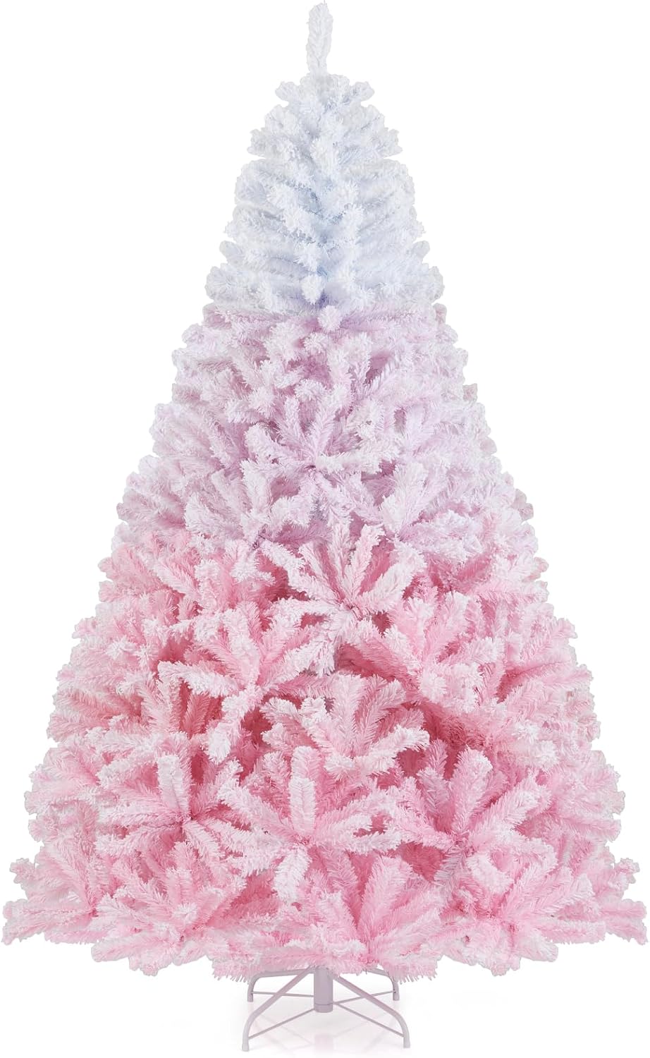 Lucktree Pink Gradient & White Snow Flocked Christmas Tree | Home Office Decoration