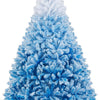 Lucktree Snow Flocked Christmas Tree with Lush Branch Tips & Foldable Metal Stan ( Blue Gradient & White )