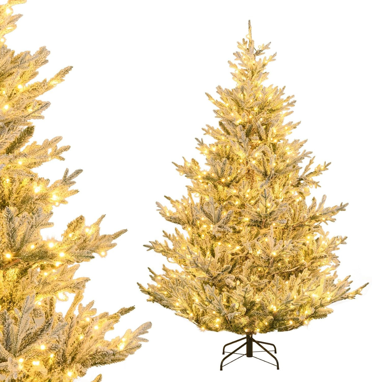 Lucktree 6FT / 7FT / 8FT Pre-Lit Snow Flocked Christmas Tree | Holiday Home Office Decoration