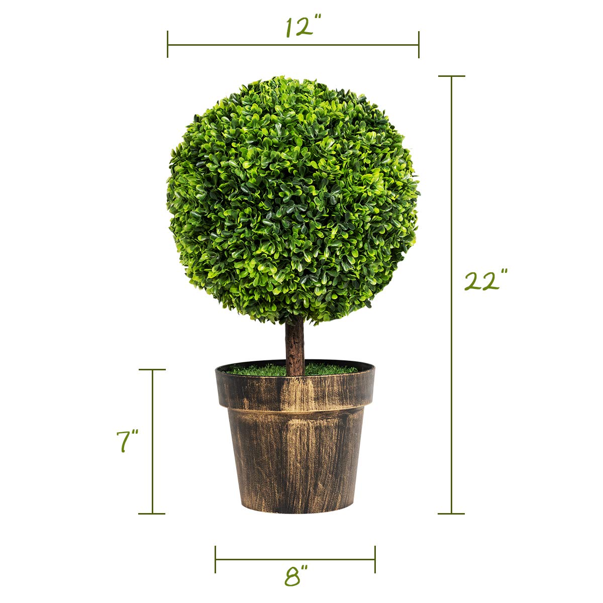 22" Artificial Ball Shaped Tree, Boxwood Tabletop Plant - LucktreeUS
